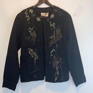 Chicos Women’s Black Embellished Jacket Size 1